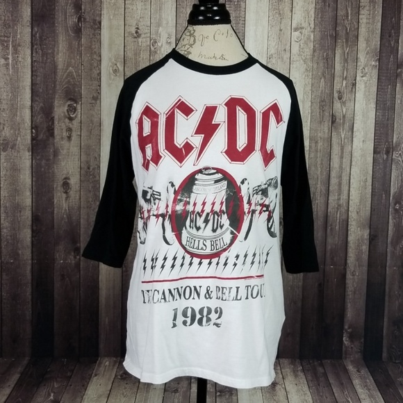 AC/DC Tops - AC/DC Rockware black & white raglan tee